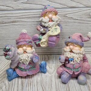 Home Interiors Sugar Plum Santa Figurines 2002 Christmas Decorations Resin 55063